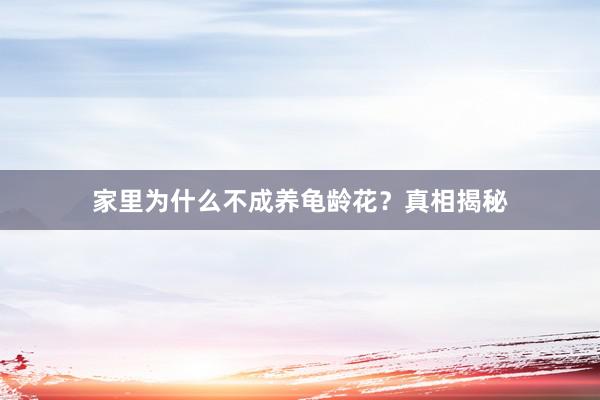 家里为什么不成养龟龄花？真相揭秘